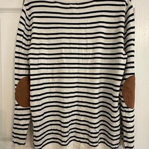Striped sweater with elbow patches